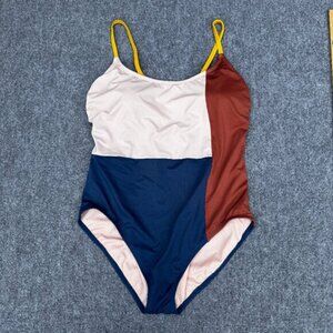 Beach Betty One Piece Swimsuit Large Colorblocked Full Coverage